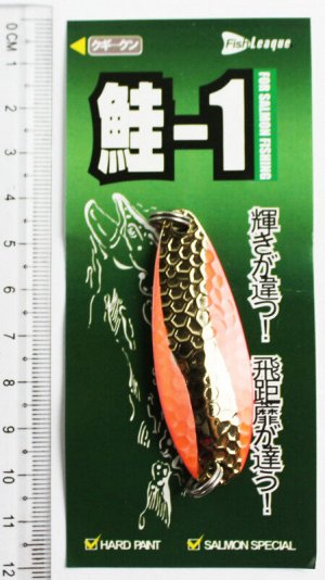 Блесна-колебалка Fish Leaque(13гр, золото, оранжевая, золотая полоса)