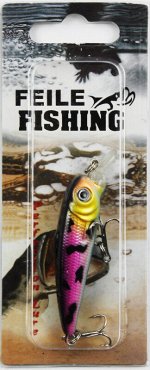 Воблер Feile Fishing (6гр, 7см, чер спина, голубое брюхо, малиновые бока)