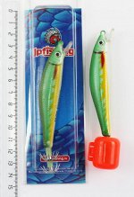 Кальмарница JpFishing (с лопаткой, 9см, 24гр, зеленый желтые полосы)