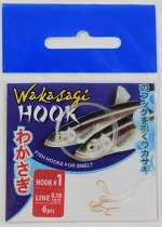 Крючок №1 Wakasagi на корюшку (6 шт, gold, на поводках 0,10мм)