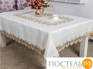 Скатерть "Карвен" жаккард с гипюром 160*220 М 604-3 кремовый (арт. М 604-3)