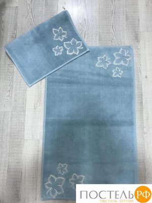 Набор ковриков для ванной с аппликацией Карвен "YAPRAK" KV 201 бирюзовый