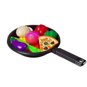 Набор продуктов со сковородкой и фартуком, "Моей Малышке", в наборе овощи в нарезку, доска, нож; в с