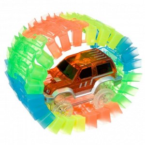 Гибкий автотрек Bondibon «КРУГОВОЙ ВИРАЖ», со светящейся трассой и машинкой, BOX 15x8x11,2 см