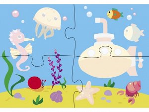 Подводный мир.Пазл-многоразовая водная раскраска /Код 1674