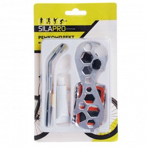 SILAPRO Ремкомплект велосипед (клей, ключ, терка, 5 заплаток, 2 колп, 2 жгут, 2 монтировки с крючк)