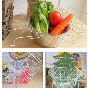 Универсальная складная кухонная решетка, фритюрница, сито, корзина для фритюра, решетка-гриль, дуршлаг для макарон овощей и фруктов, ручки не нагреваются, 100% нержавеющая сталь, 12в1, d 23 см