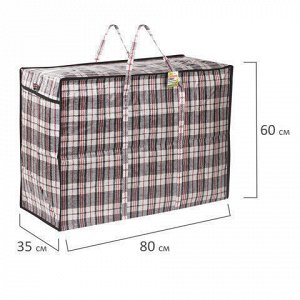 Сумка-баул хозяйственная, полипропилен, 80х60х35 см,168 литров, черно-красная, 170 г/м2, ЛЮБАША, 604704