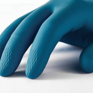 Перчатки латексно-неопреновые MANIPULA &quot;Союз&quot;, хлопчатобумажное напыление, размер 9-9,5 ( L), синие/желтые, LN-F-05