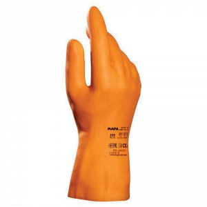 Перчатки латексные MAPA Industrial/Alto 299, хлопчатобумажное напыление, размер 7 (S), оранжевые