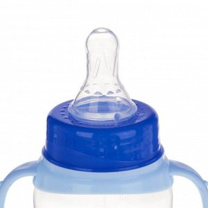 Mum&Baby Бутылочка для кормления детская классическая, с ручками, 250 мл, от 0 мес. цвет голубой МИКС