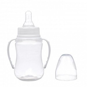 Mum&Baby Бутылочка для кормления детская приталенная, с ручками, 150 мл, от 0 мес., цвет белый