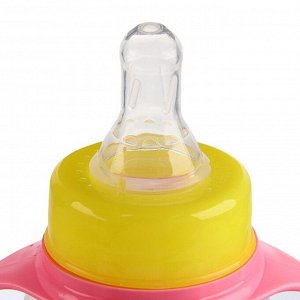 Бутылочка для кормления «Малышка» детская приталенная, с ручками, 250 мл, от 0 мес., цвет розовый