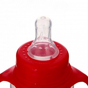 Бутылочка для кормления «Люблю маму и папу» детская приталенная, с ручками, 250 мл, от 0 мес., цвет красный