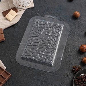 Форма для шоколада и конфет «Плитка в сердечках», цвет прозрачный