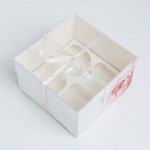 Коробка на 4 капкейка «Повод для радости», 16 x 16 x 10 см