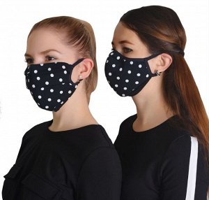 Защитная маска Feel Protected БЕЛЫЙ ГОРОШЕК НА ЧЕРНОМ (на фото слева)