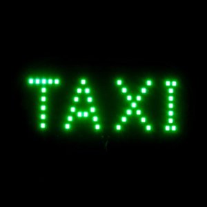 Светодиодный знак такси 12 В, 45 LED, 13x6 см, провод 150 см, зеленый