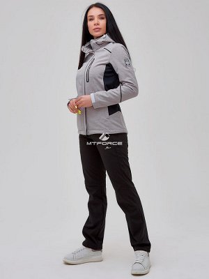 Женский осенний весенний костюм спортивный softshell серого цвета 02036Sr