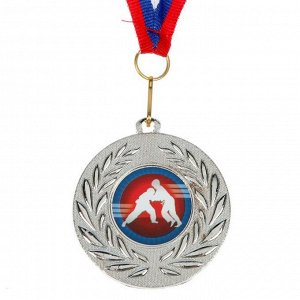 Медаль тематическая «Дзюдо», серебро, d=5 см
