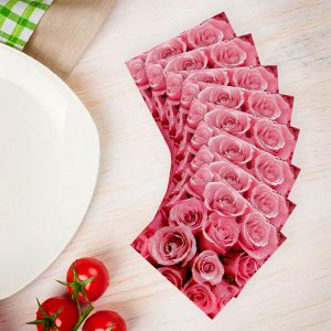 Салфетки бумажные «Розы», 33×33 см, набор 20 шт., цвет розовый