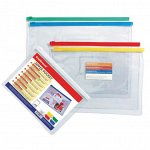 Папка-конверт на ZIP-молнии А5 140 мкм, ErichKrause PVC Zip Pocket, прозрачная микс, до 100 листов