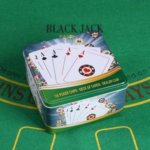Покер, набор для игры (карты 54 шт, фишки 120 шт с/номин.) 15х15 см, микс