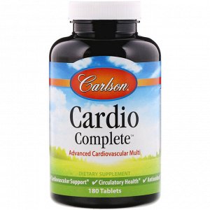 Carlson Labs, Cardio Complete, Здоровье сердца, Advanced Cardiovascular Multi, 180 таблеток