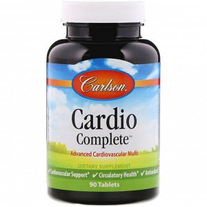 Carlson Labs, Cardio Complete, Здоровье сердца, Advanced Cardiovascular Multi, 90 таблеток