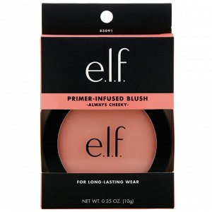 E.L.F., Primer-Infused Blush, румяна с праймером, натуральный розовый, 10 г (0,35 унции)