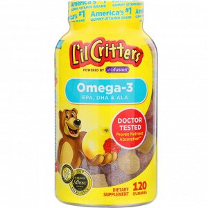 L&#x27 - il Critters, Омега-3, со вкусом малины и лимонада, 120 жевательных таблеток