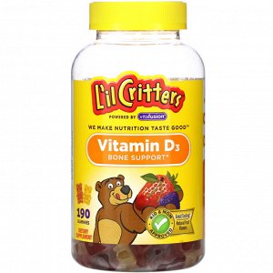 L&#x27 - il Critters, Витамин D3 для поддержки костей, натуральные фруктовые ароматизаторы, 190 жевательных конфет