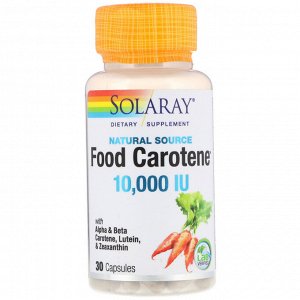 Solaray, Food Carotene, натуральный источник, 10 000 МЕ, 30 капсул