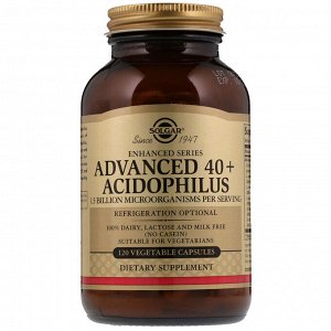 Solgar, Улучшенный ацидофилус 40+, 120 вегетарианских капсул