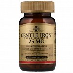 Solgar, Gentle Iron, 25 мг, 90 растительных капсул