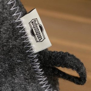 Набор для бани "Буденовец" серый: шапка, коврик, рукавица
