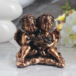 Статуэтка "Ангелы пара с букетом", бронза, 13 см