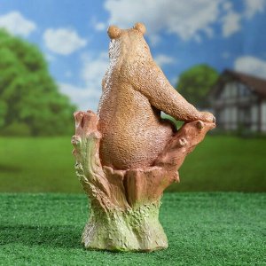 Садовая фигура "Мишка на пне натуральный" коричневый, 32х19х20см МИКС