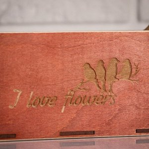 Кашпо деревянное 24*12*22 см Мэлони Дэмур "I love flowers, птицы", красное Дарим Красиво