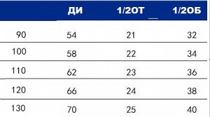 Джинсы Джинсы для мальчика. Размерная сетка внутри. (ДИ-длина изделия/ОТ-обхват талии/ ОБ-обхват бедер)