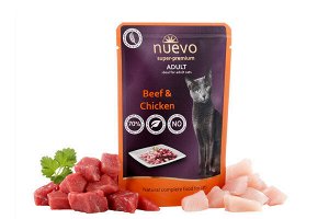 Nuevo Adult Beef&amp;Chicken влажный корм для кошек Говядина+Курица 85гр пауч