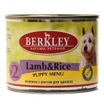 Berkley Lamb&amp;Rice Puppy Menu №2 влажный корм для щенков Ягненок+Рис 200гр консервы