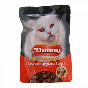 Chammy влажный корм для кошек Лосось+Форель в соусе 85гр пауч