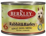 Berkley Rabbit&amp;Barley №6 влажный корм для собак Кролик+Ячмень 200гр консервы