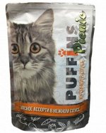 Puffins Picnic влажный корм для кошек Мясное ассорти в соусе 85гр пауч