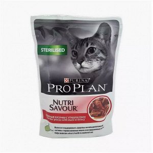 Pro Plan Sterilised влажный корм для стерилизованных кошек Утка в соусе 85гр пауч