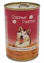 Собачье счастье влажный корм для собак Баранина с потрошками в желе 750гр консервы