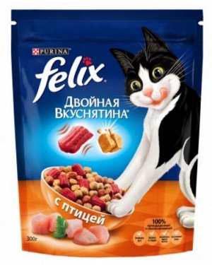 Felix сухой корм для кошек Двойная вкуснятина с птицей 300гр