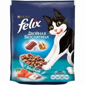 Felix сухой корм для кошек Двойная вкуснятина с рыбой 750гр АКЦИЯ!