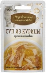 Деревенские лакомства влажный корм для кошек Курица + Утка+Тыква 35гр пауч